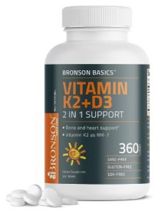 Bronson Vitamin K2 D3 (MK7) Supplement Bone and Heart Health Non-GMO Formula 5000IU (125 mcg) Vitamin D3 & 90 mcg Vitamin K2 MK-7 Easy to Swallow Vitamin D & K Complex