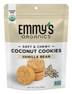 Emmy's Organics Coconut Cookies, Vanilla Bean, 6 oz (Pack of 2) Gluten-Free Organic Cookies, Vegan, Paleo-Friendly